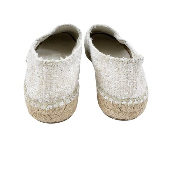 Chanel Tweed Sequin Logo Cap Toe Espadrilles Cream Size EU37 - Picture 5 of 16